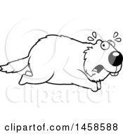 Clipart Of A Black And White Scared Woodchuck Groundhog Whistlepig Running Royalty Free Vector Illustration by Cory Thoman