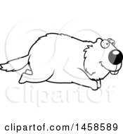 Clipart Of A Black And White Happy Woodchuck Groundhog Whistlepig Running Royalty Free Vector Illustration by Cory Thoman