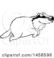 Poster, Art Print Of Black And White Happy Badger Jumping