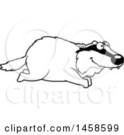 Clipart Of A Black And White Happy Badger Running Royalty Free Vector Illustration