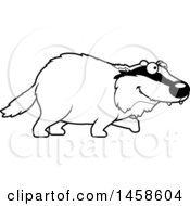 Poster, Art Print Of Black And White Happy Badger Walking