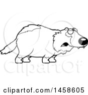 Clipart Of A Black And White Howling Wolverine Royalty Free Vector Illustration