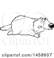 Clipart Of A Black And White Mad Wolverine Running Royalty Free Vector Illustration