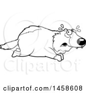Clipart Of A Black And White Scared Wolverine Running Royalty Free Vector Illustration