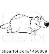 Clipart Of A Black And White Happy Wolverine Running Royalty Free Vector Illustration