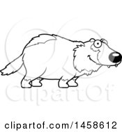 Clipart Of A Black And White Happy Wolverine Royalty Free Vector Illustration
