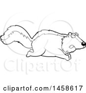 Clipart Of A Black And White Mad Skunk Running Royalty Free Vector Illustration