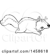 Clipart Of A Black And White Scared Skunk Running Royalty Free Vector Illustration