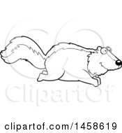 Clipart Of A Black And White Happy Skunk Running Royalty Free Vector Illustration