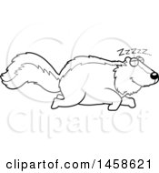 Clipart Of A Black And White Sleeping Skunk Royalty Free Vector Illustration