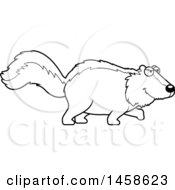 Clipart Of A Black And White Stalking Skunk Royalty Free Vector Illustration