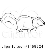 Clipart Of A Black And White Happy Skunk Walking Royalty Free Vector Illustration