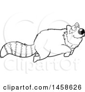 Clipart Of A Black And White Happy Red Panda Jumping Royalty Free Vector Illustration