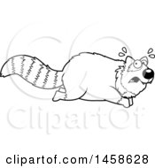 Clipart Of A Black And White Scared Red Panda Running Royalty Free Vector Illustration