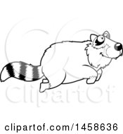 Clipart Of A Black And White Happy Raccoon Jumping Royalty Free Vector Illustration