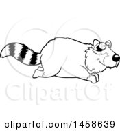 Clipart Of A Black And White Happy Raccoon Running Royalty Free Vector Illustration