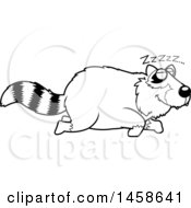 Clipart Of A Black And White Sleeping Raccoon Royalty Free Vector Illustration