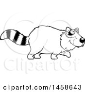 Clipart Of A Black And White Stalking Raccoon Royalty Free Vector Illustration