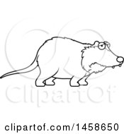 Clipart Of A Lineart Sad Or Depressed Possum Royalty Free Vector Illustration