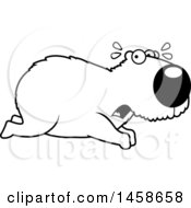 Clipart Of A Lineart Scared Capybara Running Royalty Free Vector Illustration