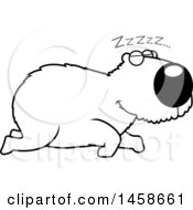 Clipart Of A Lineart Sleeping Capybara Royalty Free Vector Illustration