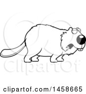 Clipart Of A Lineart Howling Beaver Royalty Free Vector Illustration