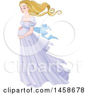 Clipart Of A Beautiful Pregnant Woman Holding Her Belly Royalty Free Vector Illustration by Pushkin