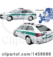 Poster, Art Print Of Lithuanian Police Car With A Map And Euro Police Text