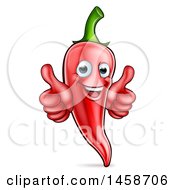 Clipart Of A Happy Red Chile Pepper Mascot Character Giving Two Thumbs Up Royalty Free Vector Illustration by AtStockIllustration