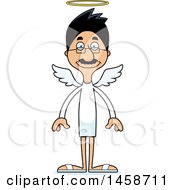 Clipart Of A Cartoon Happy Tall Skinny Hispanic Man Angel With A Mustache And Glasses Royalty Free Vector Illustration by Cory Thoman