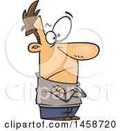 Clipart Of A Cartoon Skeptical Caucasian Man With Folded Arms Royalty Free Vector Illustration