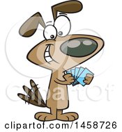 Cartoon Dog With A Poker Face Playing Cards