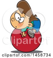 Poster, Art Print Of Cartoon Caucasian Boy On The Ball