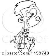Poster, Art Print Of Cartoon Lineart Happy Boy Going To Church