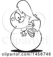 Clipart Of A Cartoon Outline Boy On The Ball Royalty Free Vector Illustration