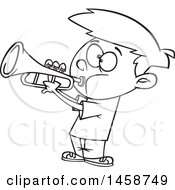 Poster, Art Print Of Cartoon Lineart Boy Playing A Trumpet