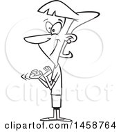 Poster, Art Print Of Cartoon Lineart Happy Woman Clapping