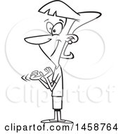 Clipart Of A Cartoon Outline Happy Woman Clapping Royalty Free Vector Illustration