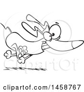 Clipart Of A Cartoon Outline Frisky Dachshund Dog Running Royalty Free Vector Illustration