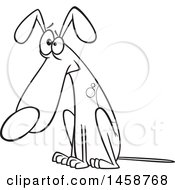 Clipart Of A Cartoon Outline Guilty Dog Sitting Royalty Free Vector Illustration