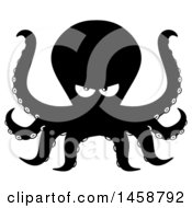 Clipart Of A Black And White Angry Octopus Royalty Free Vector Illustration by Hit Toon