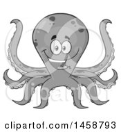 Clipart Of A Happy Grayscale Octopus Royalty Free Vector Illustration