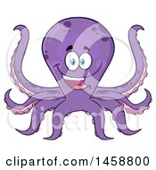 Clipart Of A Happy Purple Octopus Royalty Free Vector Illustration by Hit Toon