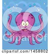 Clipart Of A Happy Octopus Underwater Royalty Free Vector Illustration by Hit Toon