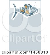 Poster, Art Print Of Woodcut Dead Fish Floating On Top Of Water