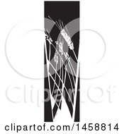Clipart Of A Black And White Woodcut Panel Of Wheat Stalks Royalty Free Vector Illustration