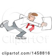 Poster, Art Print Of Cartoon Stressed Business Man Rushing A Document