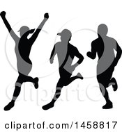 Clipart Of Silhouetted Female And Male Marathon Runners Royalty Free Vector Illustration