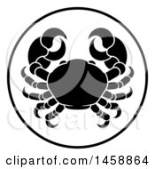 Poster, Art Print Of Black And White Zodiac Horoscope Astrology Cancer Crab Circle Design
