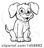 Poster, Art Print Of Black And White Cartoon Puppy Dog